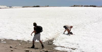 A snowball fight after lunch