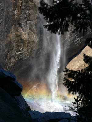 Upper Yosemite Falls pool and rainbow