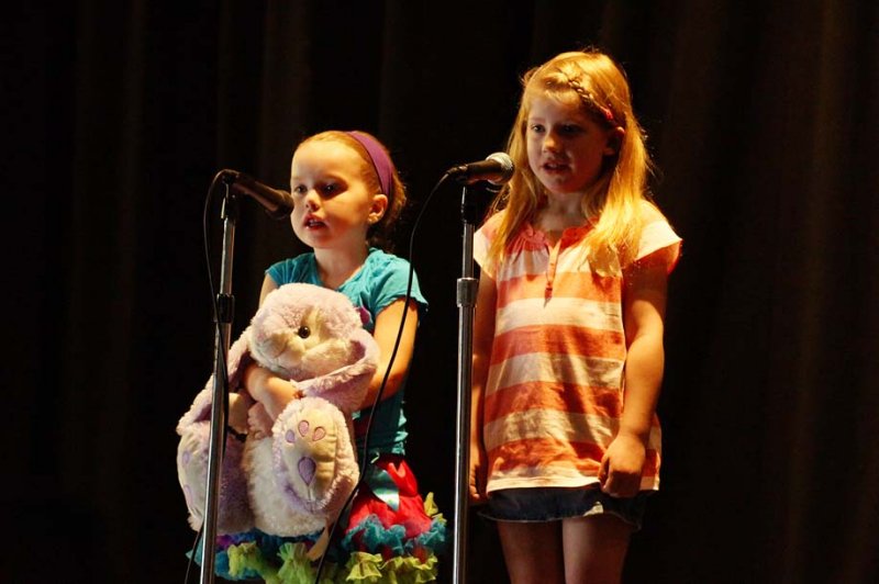 ON STAGE AT THE VARIETY SHOW FOR SCHOOL.