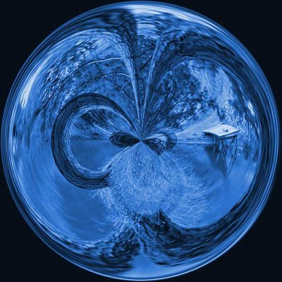 Through the blue trees orb.