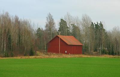 November 9: Red barn and green field