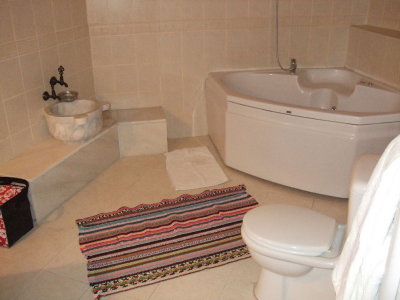 Goreme: The room has a hamam bowl in the bathroom.  We were more interested in the jacuzzi!