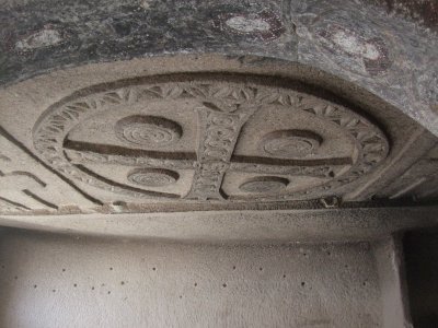 Goreme: Three-cross church has 3 large crosses carved into the ceiling.  A round one in the center...