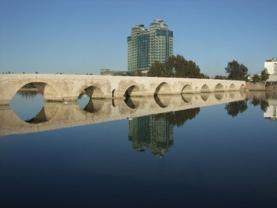 Another shot of the Roman Bridge and Hilton Hotel.  The bridge is almost 1800 years old.