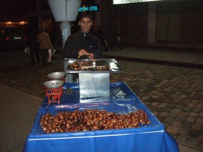 Roasted chestnuts were sold all around town.