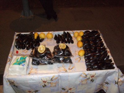 Mussels were sold on almost every street in the evenings.