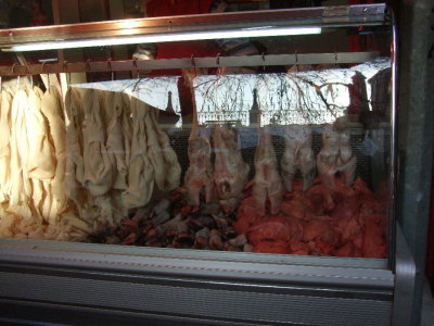 Meat market in the bazaar--not the tourist area
