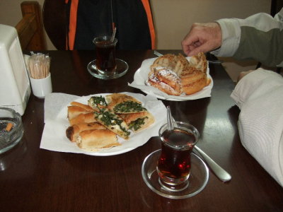 We skipped breakfast at the hotel to try a pastry shop.  Spinach, cheese, meat, sesame, and hazelnut pastries...