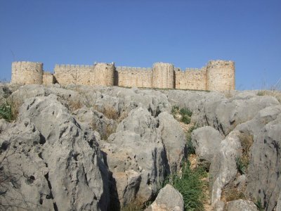 This is the terrain we hiked up--follow the path with the most dried olives, i.e. goat turds.