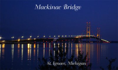 Mackinac Bridge from St. Ignace at Dusk
