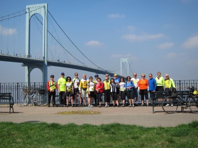 The Weekday Cyclists with the Whiteston Bridge in the background