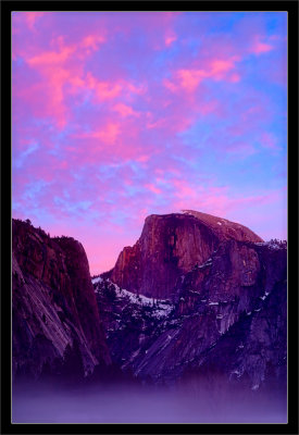 Half Dome: Colored Clouds & Meadow Fog