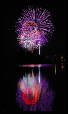 Fireworks & Rippled Lake Reflections