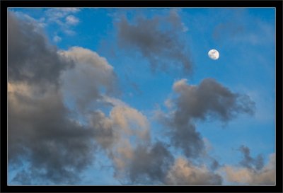 Low Clouds & Moon at Sunset