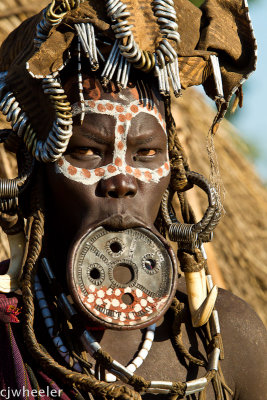 Woman of Mursi tribe with lip plate.