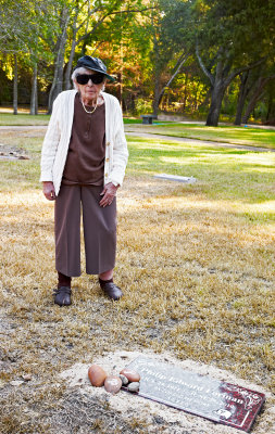 Mom at Dad's grave
