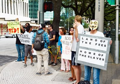 Occupy Houston protestors on Smith Street