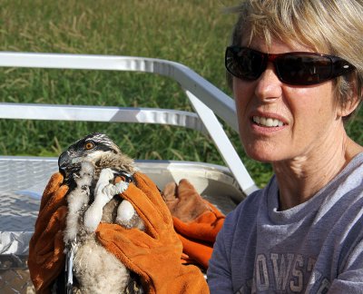 Jean holds her first osprey.