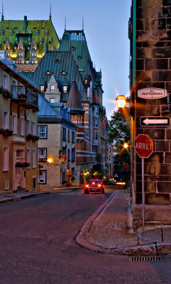 Dusk Street Scene in Quebec.
