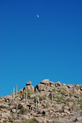 Boulders and moon