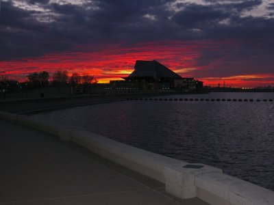 Sunset behind Tempe Center for the Arts
