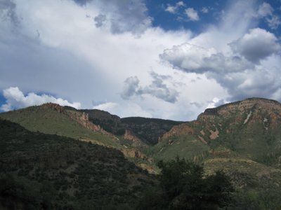 Storms building behind the Sierra Anchas