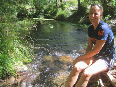 Stopping one more time at the spring before heading back up