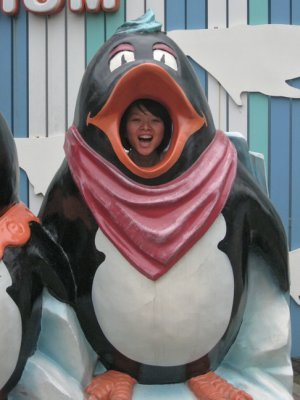 Apparently it is fun being swallowed by a big-lipped aqua thing