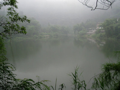 A serene mountain lake