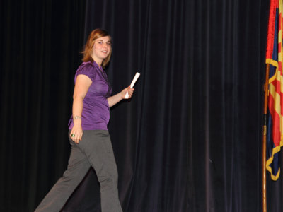 Mel shows how to do the graduation strut