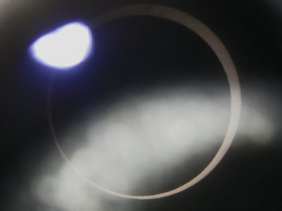 My point-and-shoot capture of totality phase through my scope with Baader solar filter