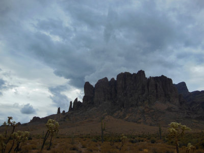 Western flank of the Superstition Mtns with monsoon clouds overhead