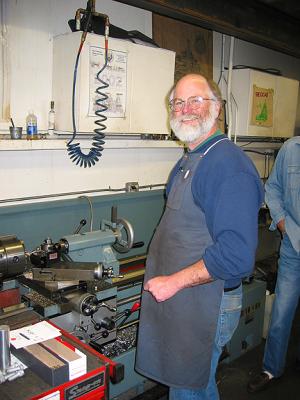 Mike at the lathe