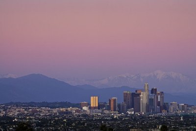 Los Angeles downtown with winter sunset backdrop II