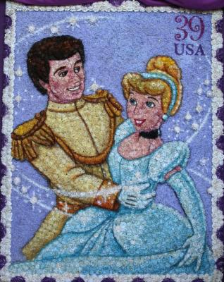 Cinderella and Prince Charming Stamp Topiary