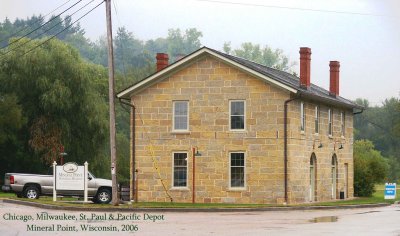 Chicago Milwaukee St. Paul and Pacific Depot at Mineral Point Wisconsin front.jpg