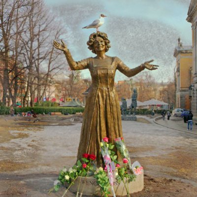The actress Wenche Foss. (December 5th 1917 - March 28th 2011.) Statue by the National Theater