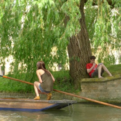 Punting and reading, Cambridge.