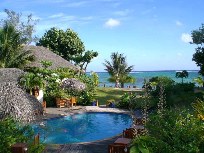 View to the pool and beach