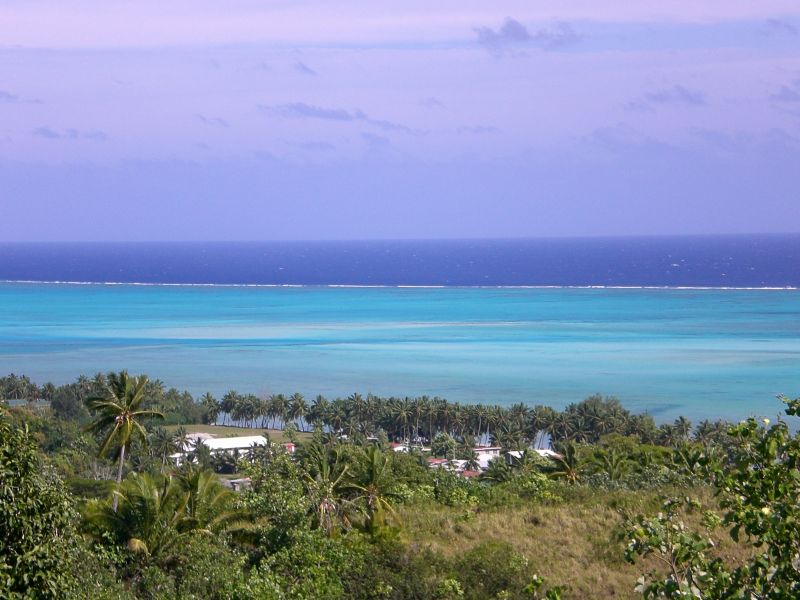 View down to Arutanga (its the biggest village on the island, but its small!)
