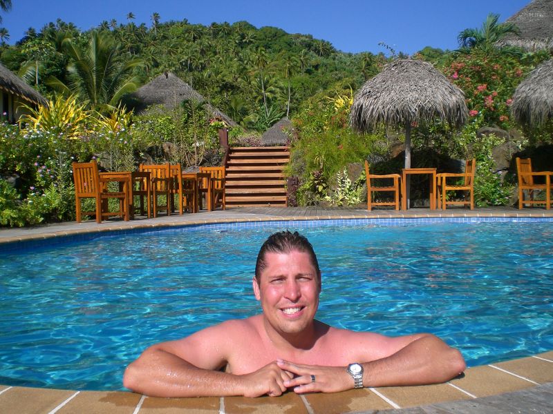 Dan tries out the pool