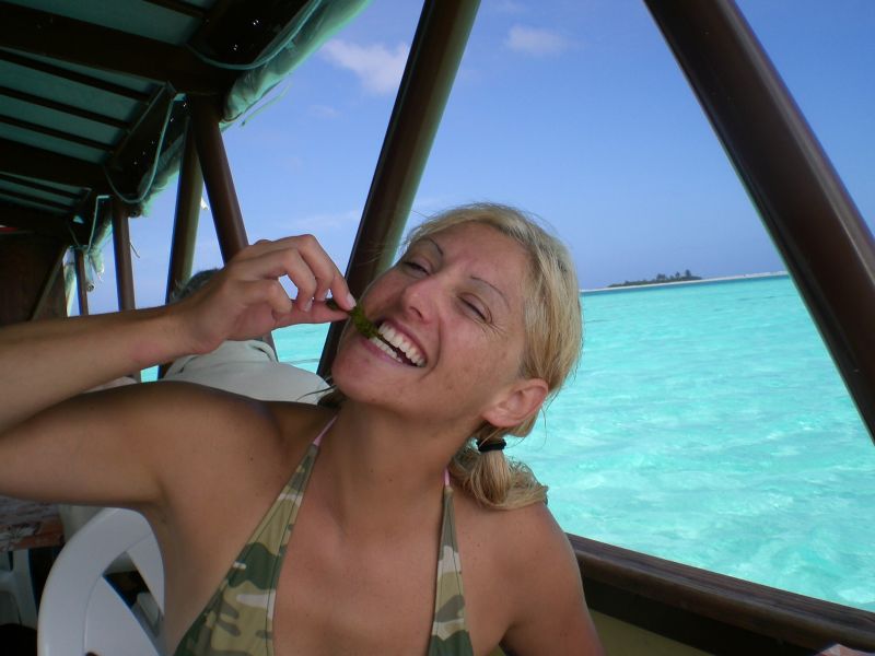 Madi sampling sea grapes...theyre salty and awful