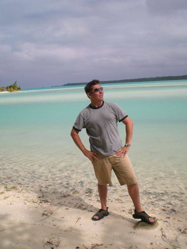 Dan looking fly with motu Angari in the background