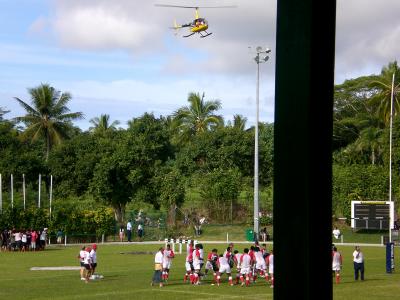 A helicopter arrives