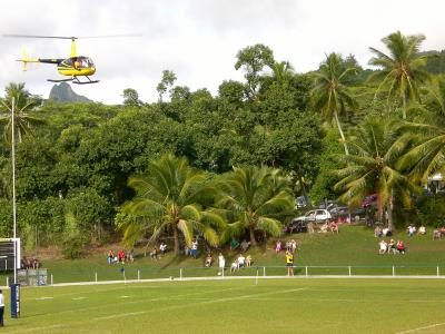 This is the first time a helicopter has landed in the stadium