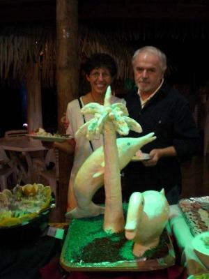 Jerri and Chet and a butter sculpture