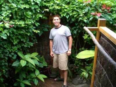 Dan in the garden shower