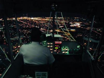 Sanyo Blimp at night over Palm Springs CA