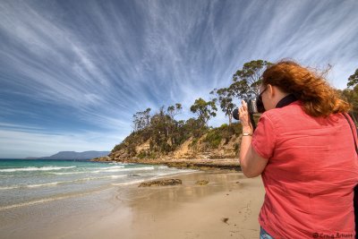 Picture of Carol taking a picture - Tasmania