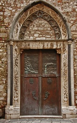 Church door - Taormina, Italy
